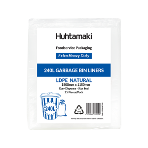 LDPE Bin Liner Extra Heavy Duty Natural 240L