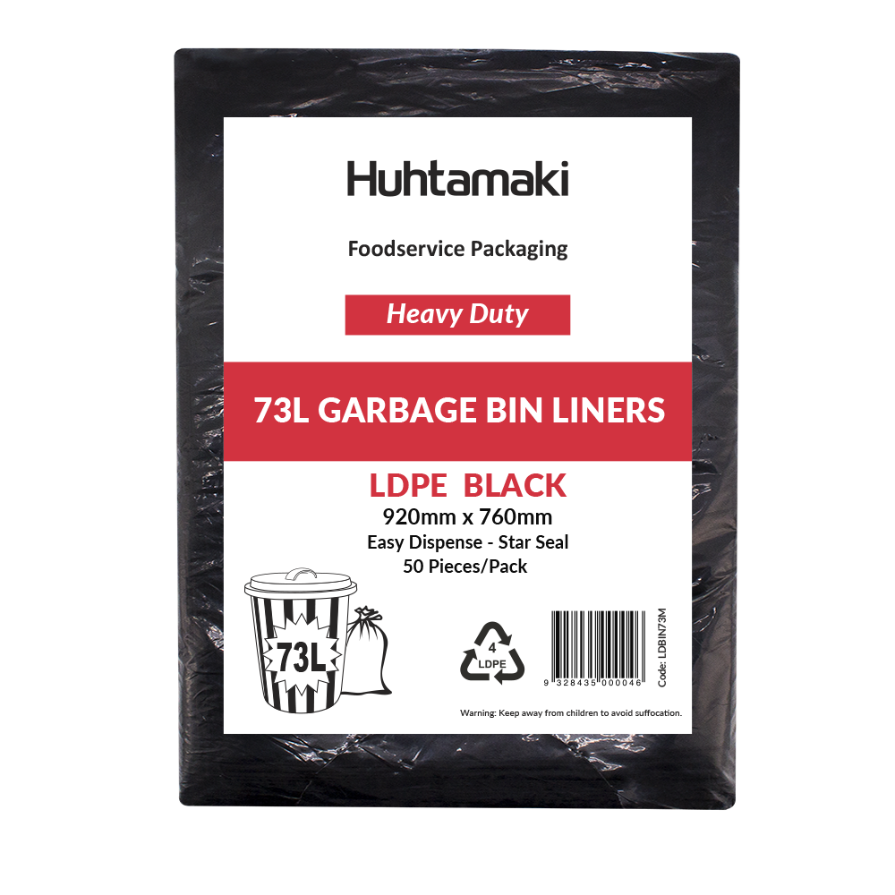 LDPE 73L Black Heavy Duty Bin Liner 920 x 760mm
