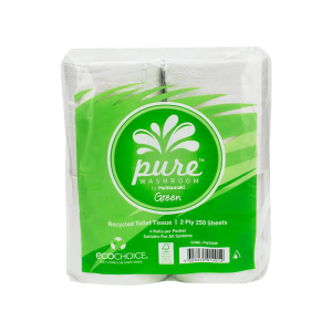 Pure Washroom Green Recycle 2 Ply 250 Sheet Toilet Tissue Roll