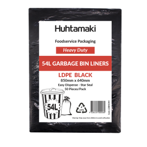 LDPE 54L Black Medium Duty Bin Liner 850 x 640mm