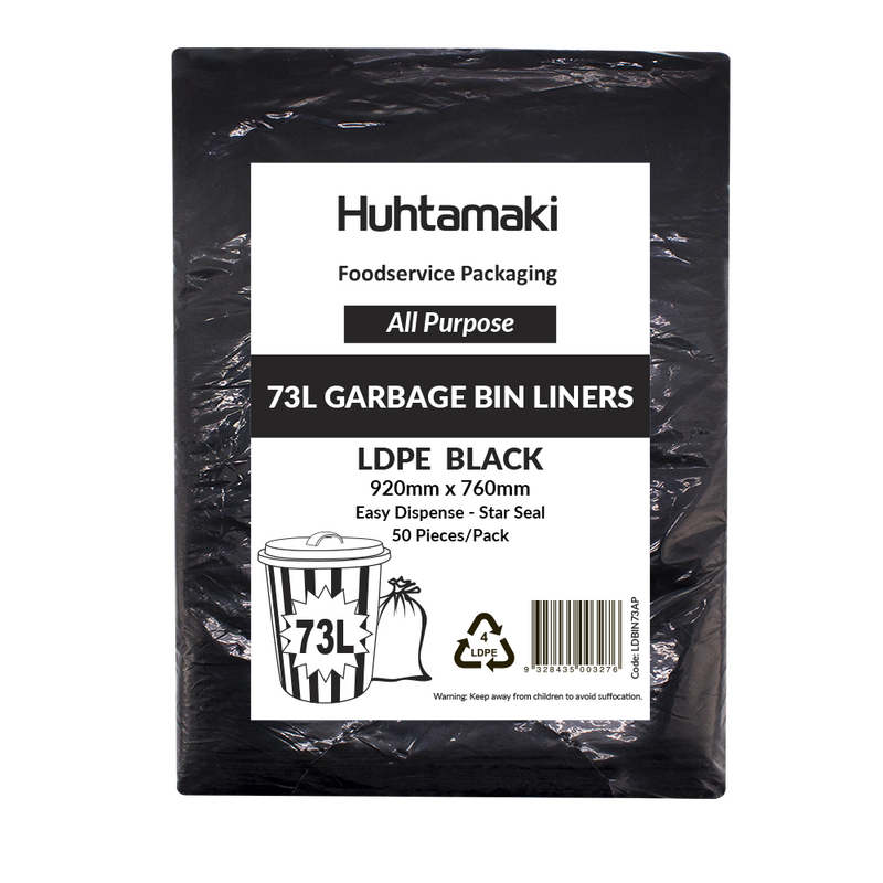 LDPE 73L Black All Purpose Bin Liner 920 x 760mm
