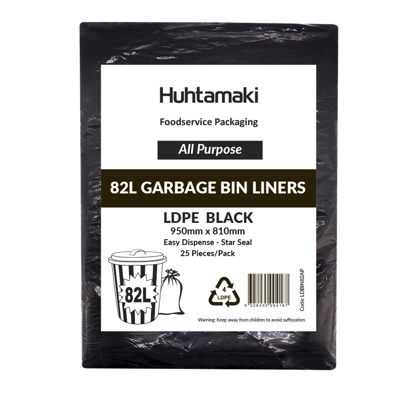 LDPE 82L Black All Purpose Bin Liner 950 x 810mm