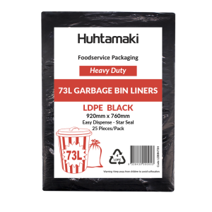 LDPE 73L Black Heavy Duty Bin Liner 920 x 760mm