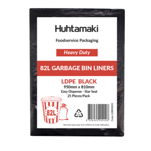 LDPE 82L Black Heavy Duty Bin Liner 950 x 810mm