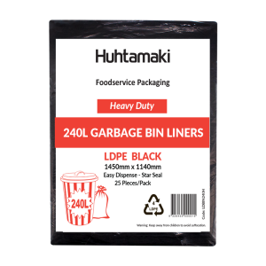 LDPE 240L Black Heavy Duty Bin Liner 1450 x 1140mm