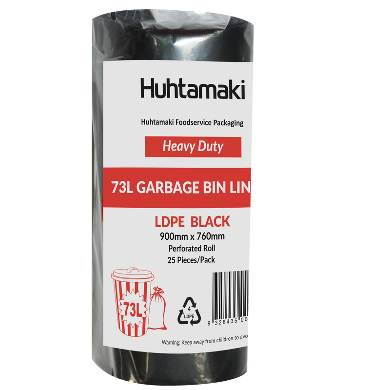 LDPE 73L Black Heavy Duty Bin Liner Roll 900 x 760mm