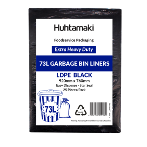 LDPE 73L Black Extra Heavy Duty Bin Liner 920 x 760mm