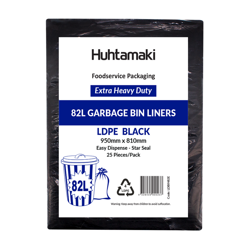 LDPE 82L Black Extra Heavy Duty Bin Liner 1100 x 95omm