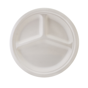 Sugarcane 10" Round Plate 3-Compartment