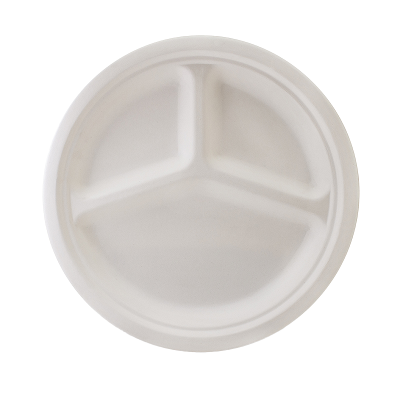 Sugarcane 10" Round Plate 3-Compartment