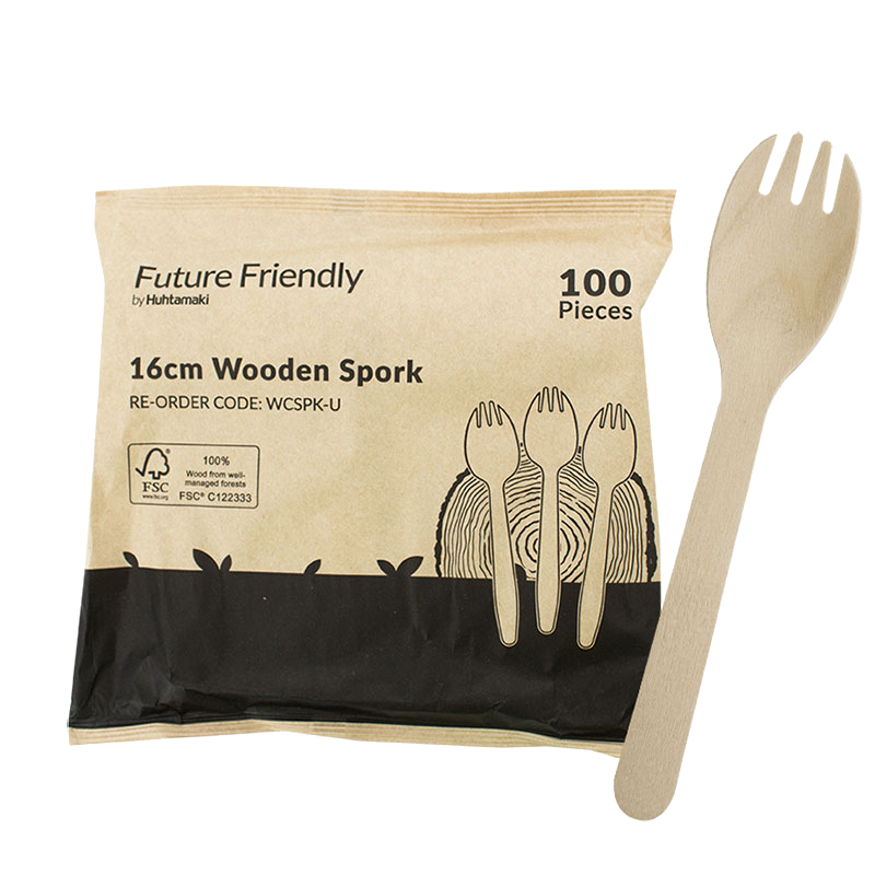 FSC® 100% Wooden Cutlery Uncoated Spork 160mm
