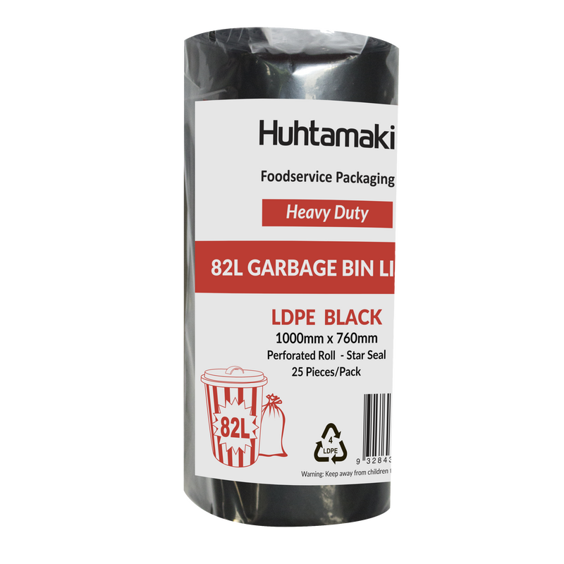 LDPE 82L Black Heavy Duty Bin Liner 1000 x 760mm