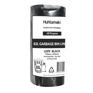 LDPE 82L Black All Purpose Bin Liner Perforate On Roll