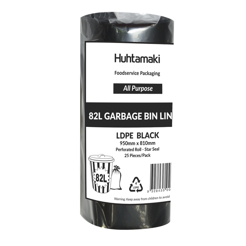 LDPE 82L Black All Purpose Bin Liner Perforate On Roll