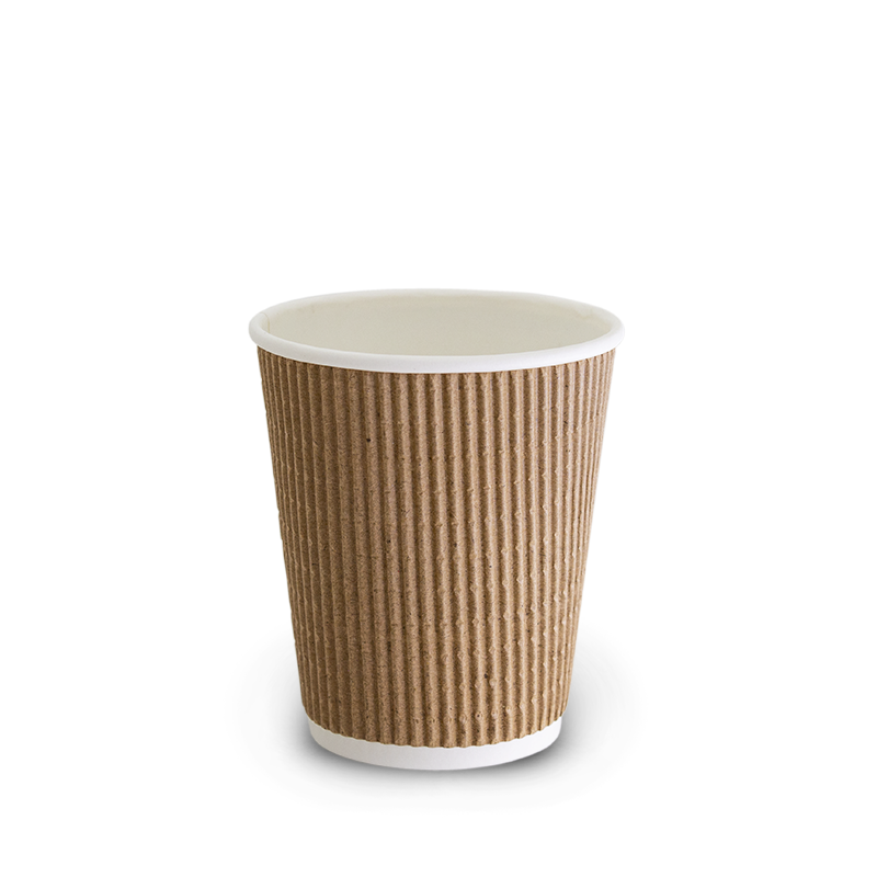 8oz Natural Brown Triple Wall Corrugated Hot Cup 80mm