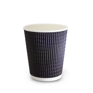 12oz Squat Charcoal Triple Wall Corrugated Hot Cup 90mm