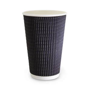 16oz Charcoal Triple Wall Corrugated Hot Cup 90mm