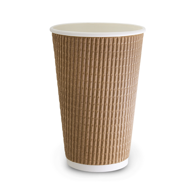 16oz Natural Brown Triple Wall Corrugated Hot Cup