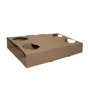 4 Cup Brown Paper Board Drink Carry Tray + Perforation True Fill Cup