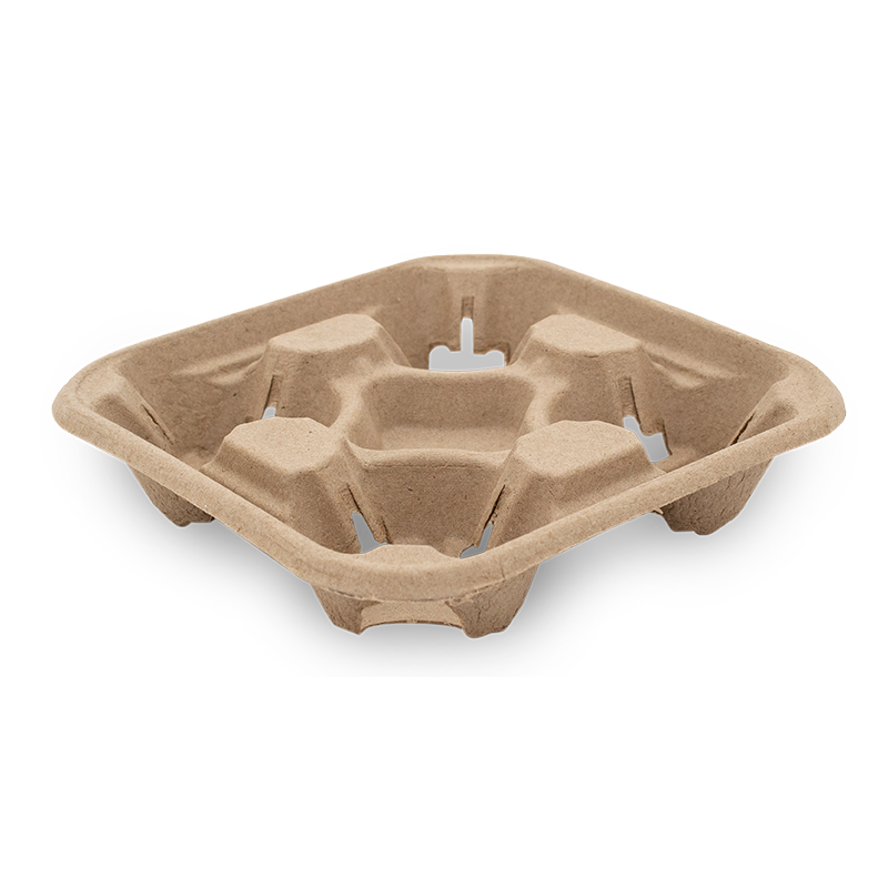 4 Cup Moulded Fibre Carry Tray