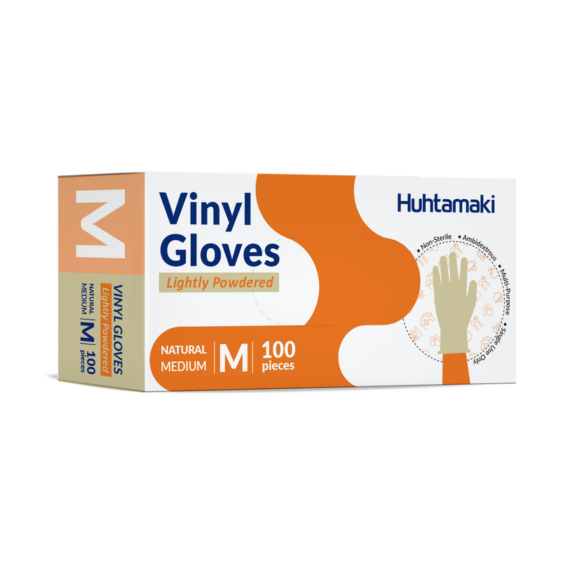 Gloves Vinyl Medium Natural Lightly Powdered