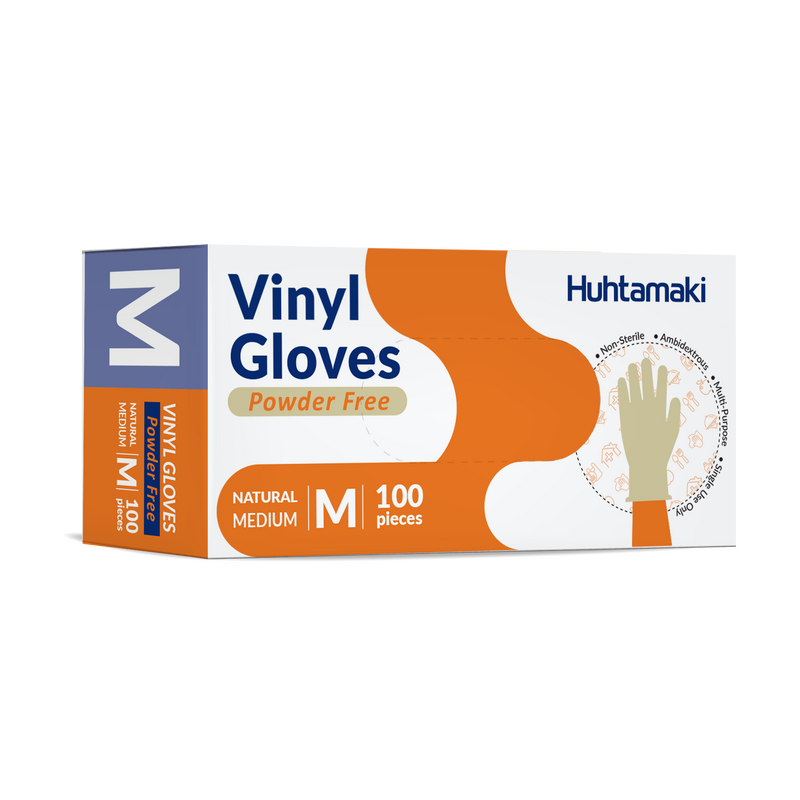Gloves Vinyl Natural Medium Powder Free