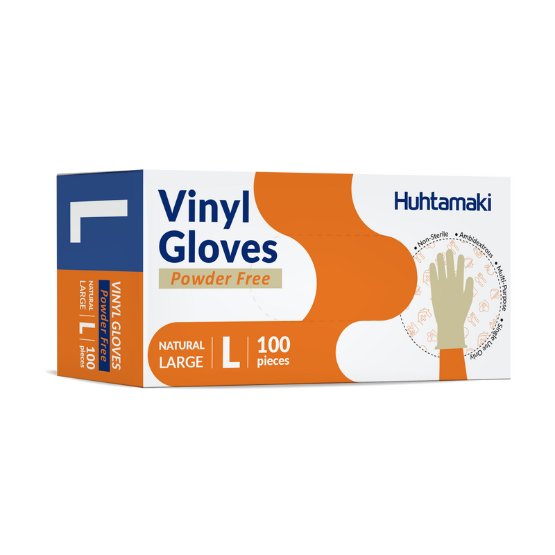 Gloves Vinyl Natural Large Powder Free