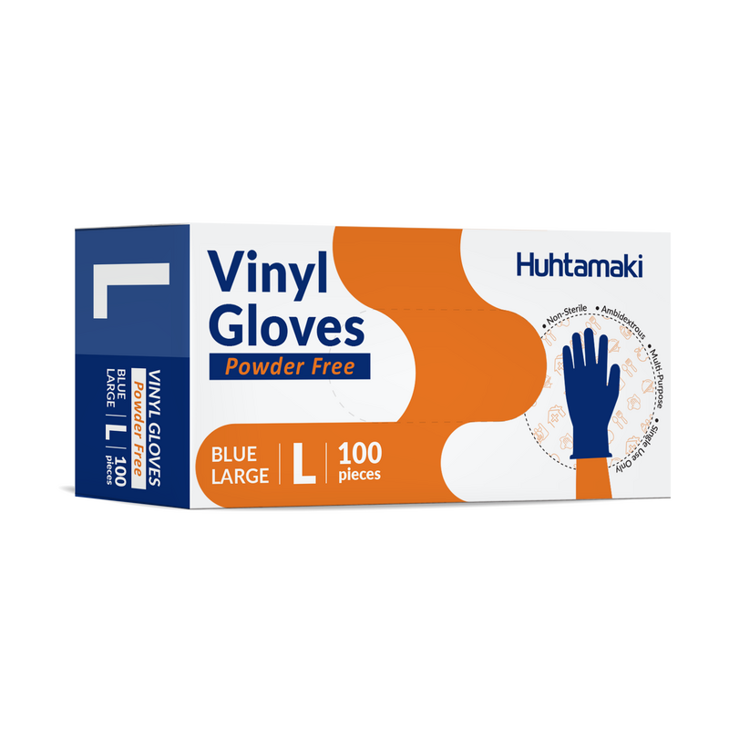 Gloves Vinyl Blue Large Powder Free