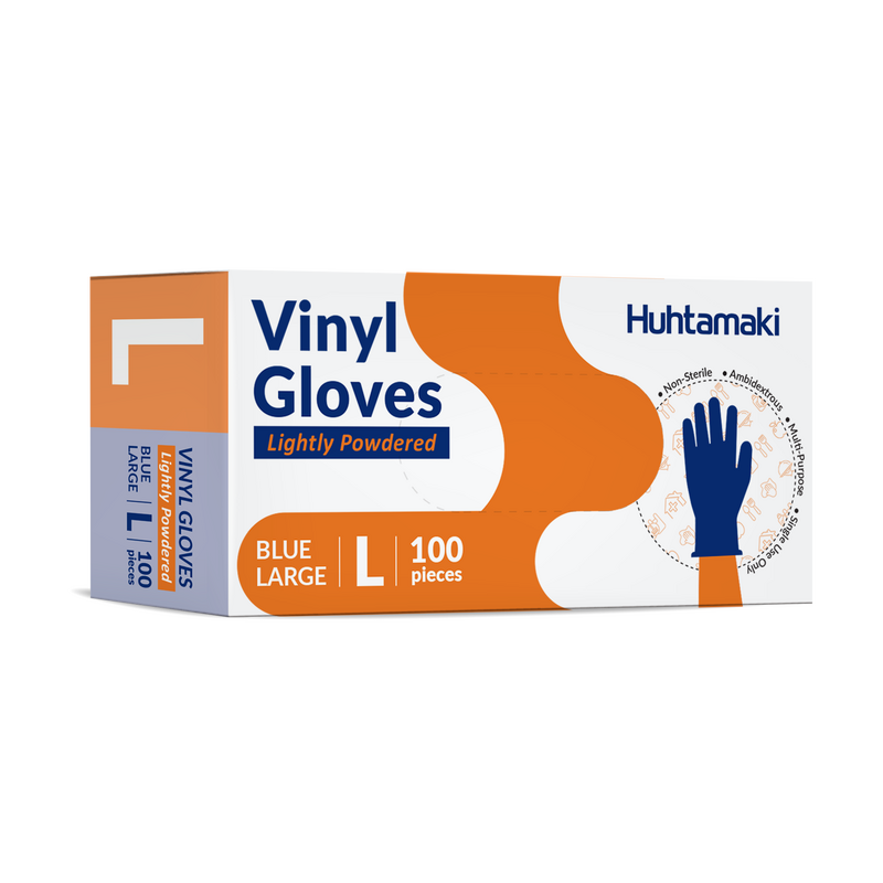 Gloves Vinyl Blue Large Lightly Powdered