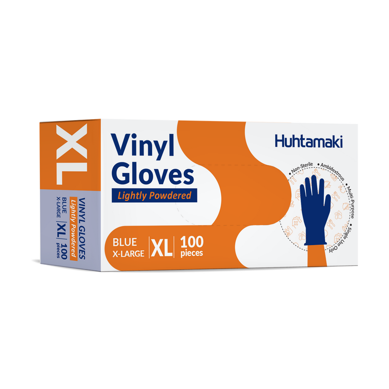 Gloves Vinyl Blue Extra Large Lightly Powdered