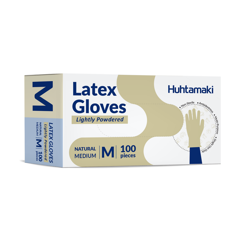 Gloves Latex Natural Medium Lightly Powdered