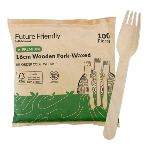 FSC® 100% Premium Wooden Cutlery Wax Coated Fork 160mm
