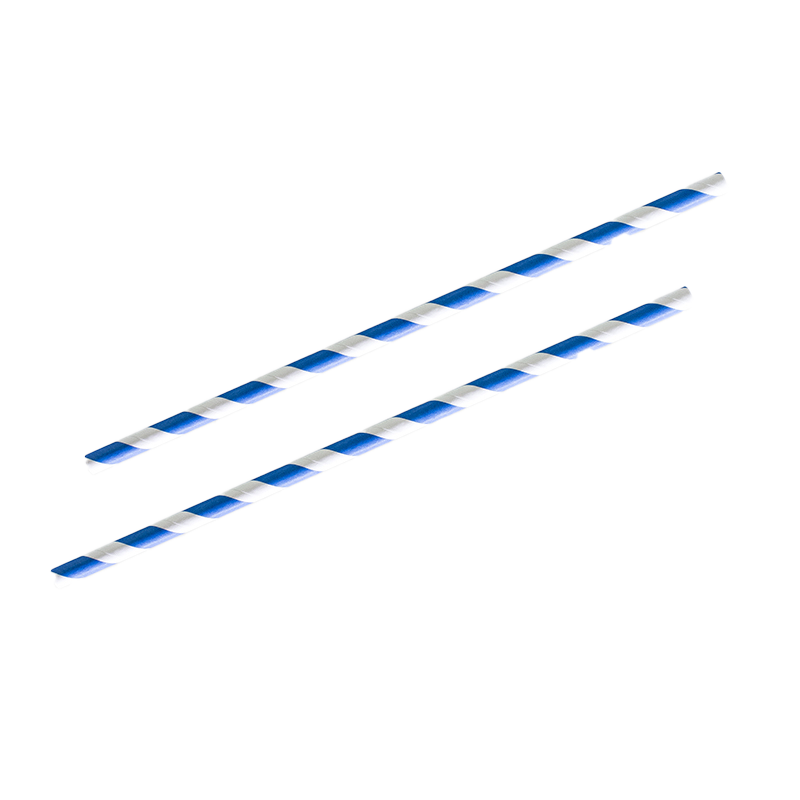 Regular Paper Straws - Blue Stripe, 3 Ply Paper