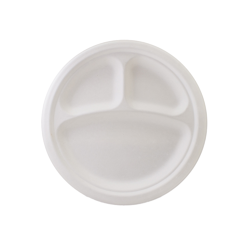 Sugarcane 3-Compartment Plates