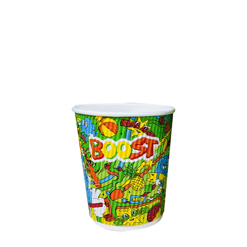 12oz Squat Boost Juice Xmas 2025 Triple Wall Corrugated Aqueous Lined Cup