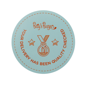 Betty's Burgers Quality Label Roll – 60mm Round 1000 per roll