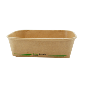 500ml Rectangular Kraft Takeaway Container PLA Lining