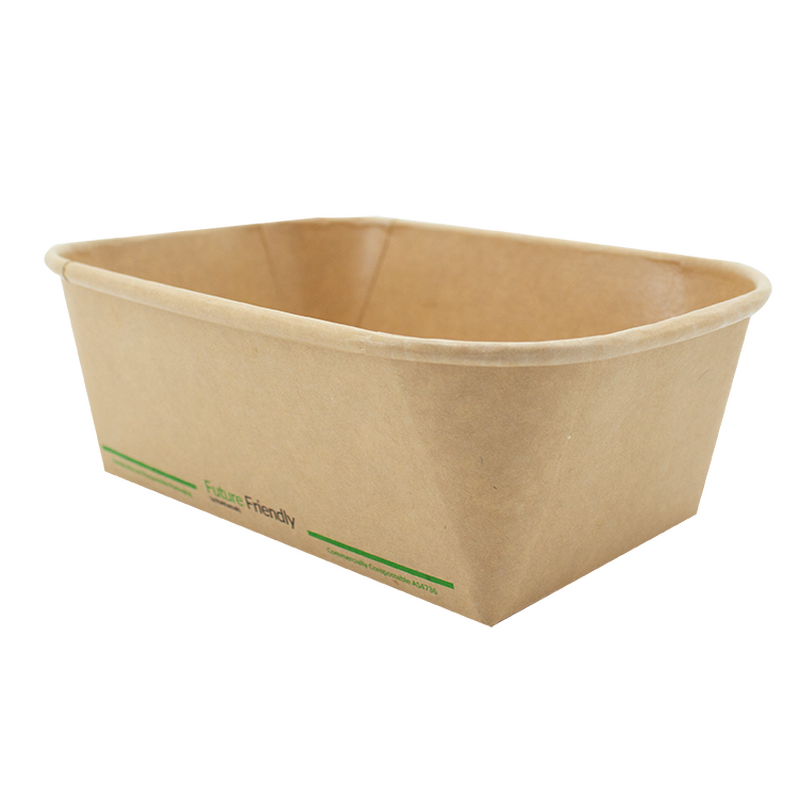 1000ml Rectangular Kraft Takeaway Container PLA Lining