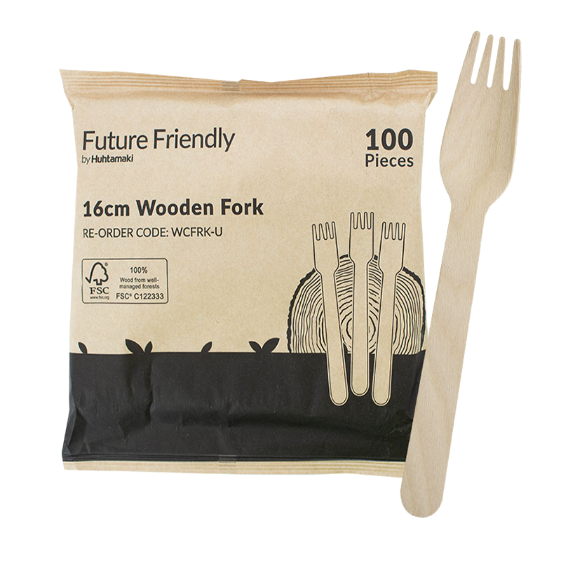 FSC® 100% Wooden Cutlery Uncoated Fork 160mm